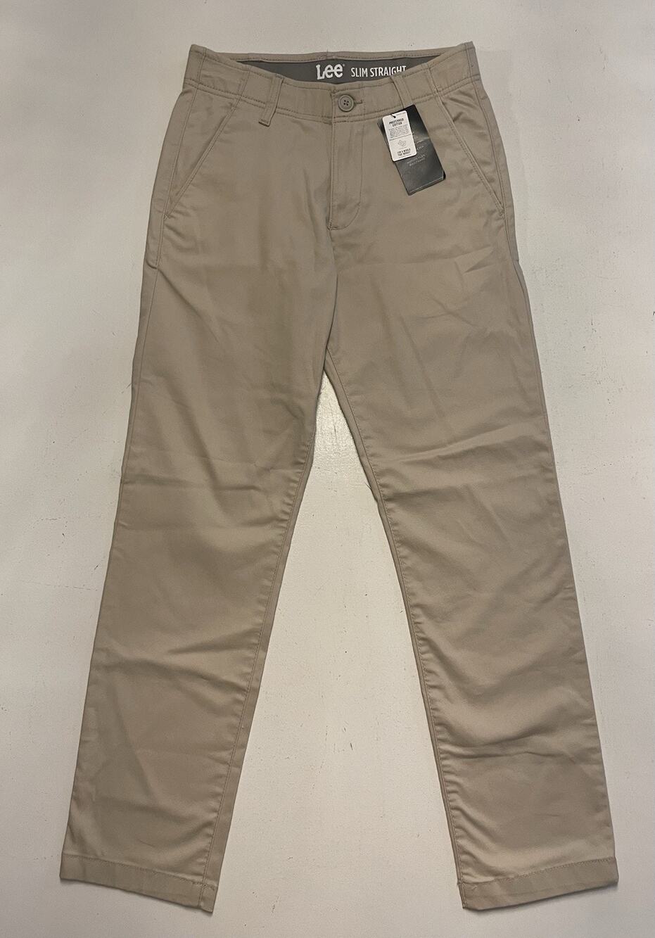 NWT Lee Men Active Stretch Motion Flex Waistband Slim Straight Pants Khaki 28x30